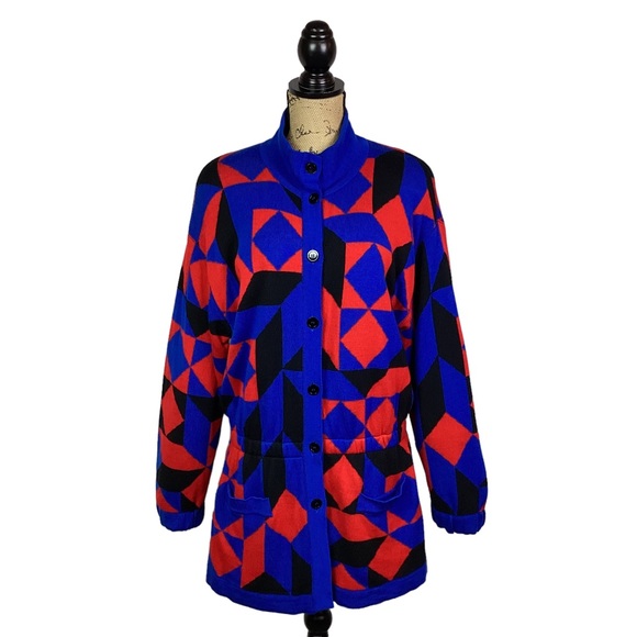 ESCADA by Margaretha Key Merino Wool Sweater Dress Germany Aztec - Picture 15 of 15